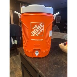 Rubbermaid Home Depot 5 Gallon Water Cooler Orange Insulated Spigot Jug FG2A2004